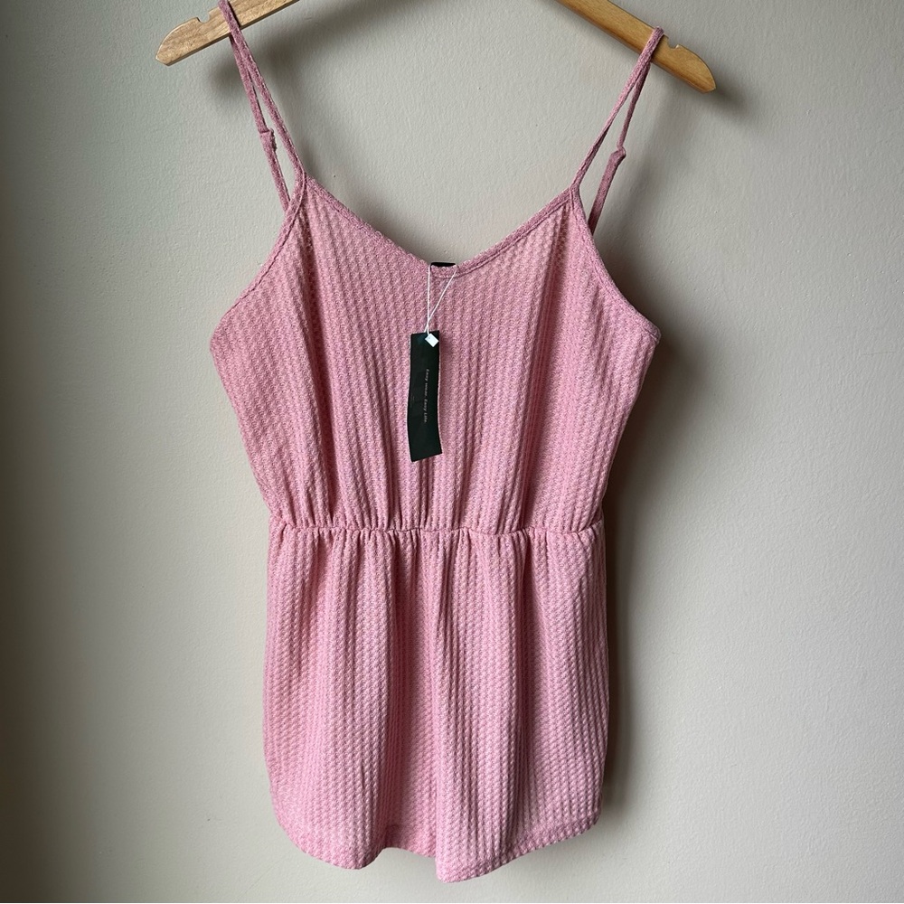 New SHEIN waffle knit romper dusty rose pink